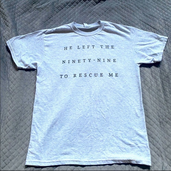 🍎 He Left the 99 to rescue me Faith Based M shirt - Picture 1 of 1
